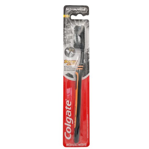 Colgate Toothbrush Double Action - Charcoal - Medium - 1 pcs / Colgate fogkefe [UK,FR,PT,IS]