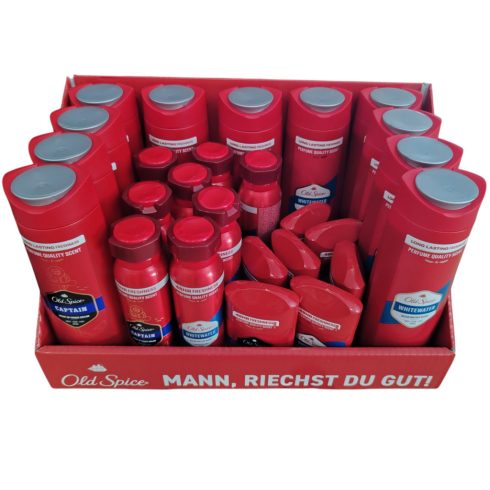 Old Spice Giftset Display 26 Pcs (11pcs SG 400ml+ 7pcs Stick 50ml+8pcs Deo 150ml Captain+Whitewater) 