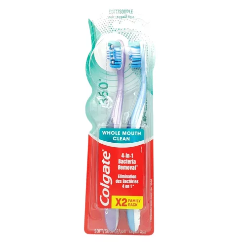 Colgate Toothbrush 2Pcs 360° Whole Mouth Clean Soft