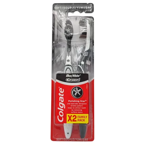 Colgate Toothbrush 2Pcs Max White Charcoal 